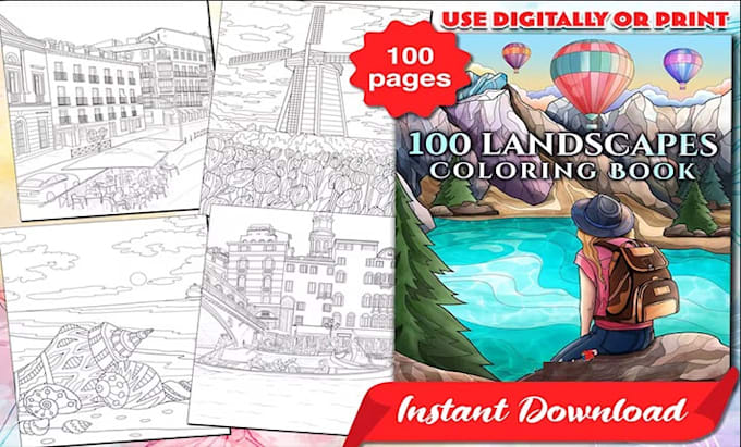 Landscapes an adult coloring book with beautiful coloring pages of ...
