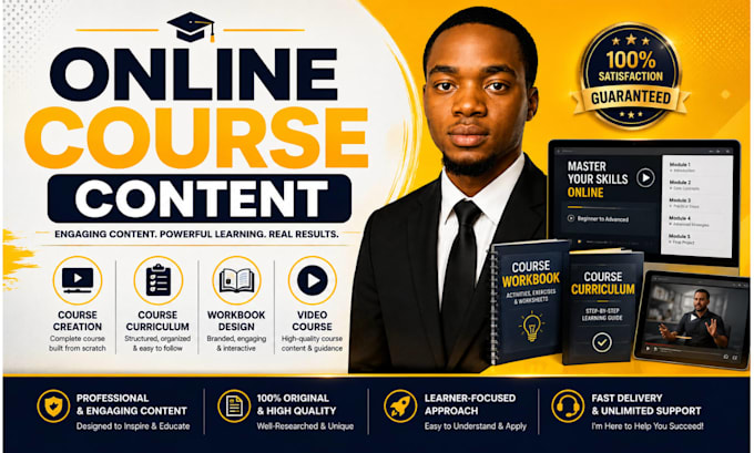 do workbook design, online course content, course design, course video or upload