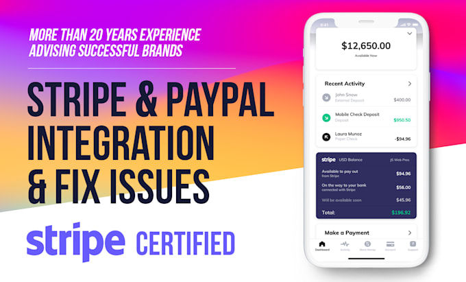 integrate or fix stripe payment or paypal in your website