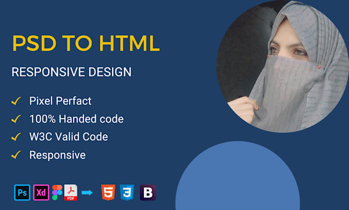 Convert psd to html, xd to html, figma to html responsive website ...
