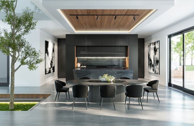 do interior design for living room kitchen and bed room