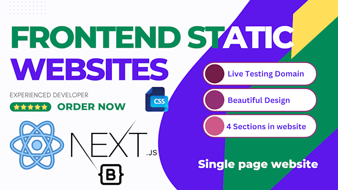 make single page website with 4 section using react, nextjs