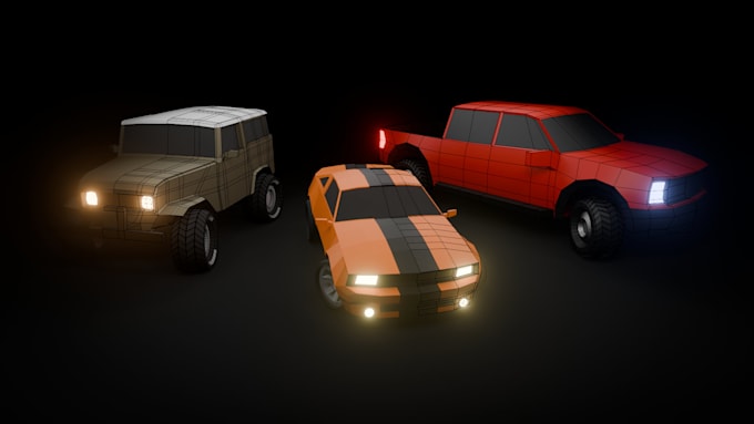 create low poly car 3d models