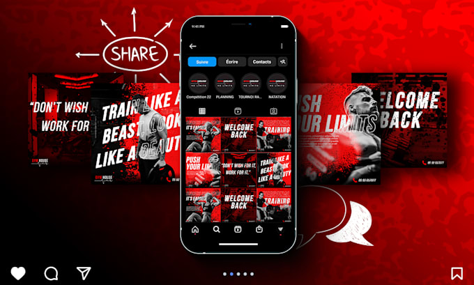 create a professional instagram branding kit post and story templates