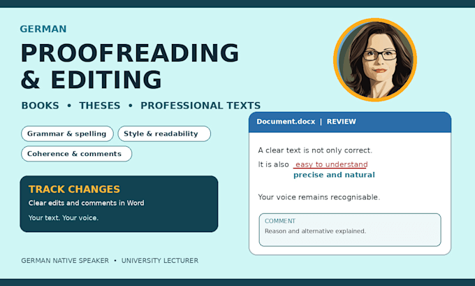 proofread and edit your german book, thesis or professional text