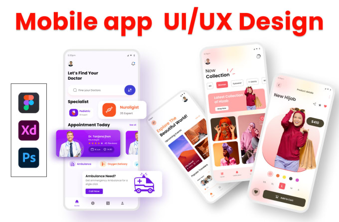 Do mobile apps ui ux, wireframes design for ios and android by figma by ...