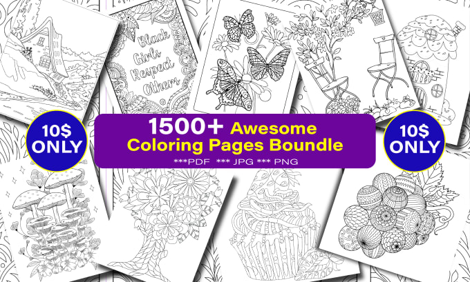 etsy　Give　by　kdp　and　awesome　pages　adult　bundle　coloring　for　Graphicdigit365　Fiverr
