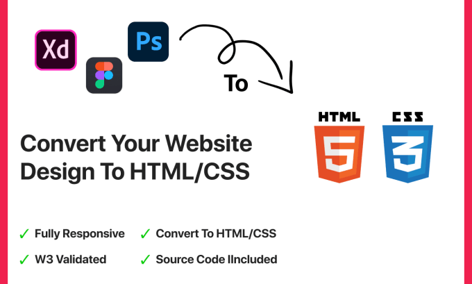 Convert design to html css and javascript by Pyxelcraft | Fiverr