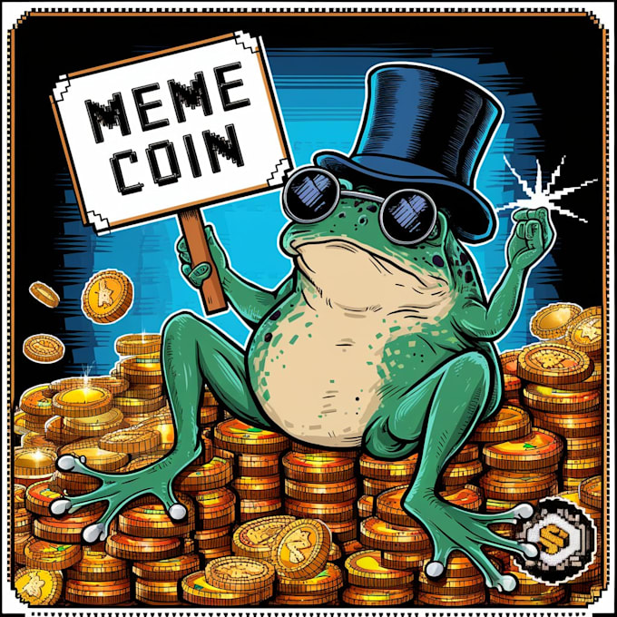 draw meme coin art, crypto meme coin art,