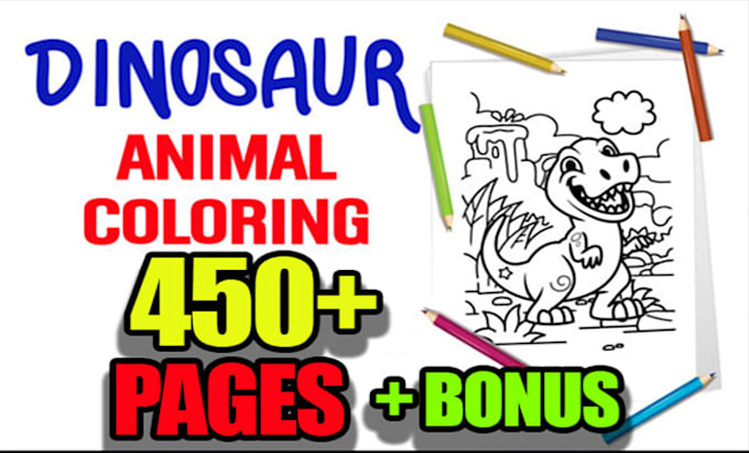 Deliver 450 dinosaur coloring pages for kids etsy and kdp by ...