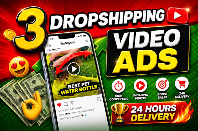 create 3 dropshipping video ads for facebook video ads