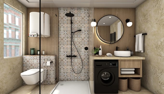 do interior design bathroom with renders