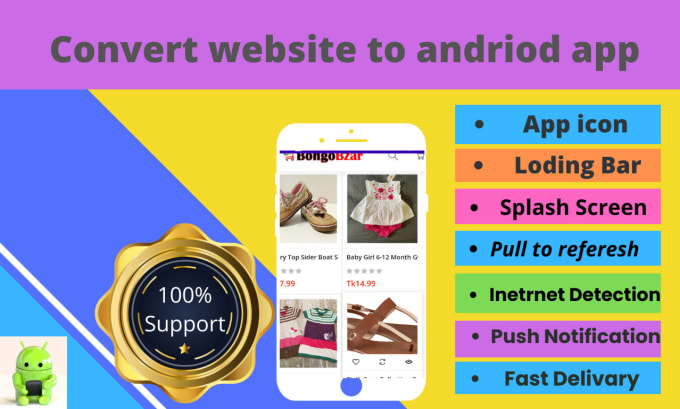 I will any website convert to android mobile app and delivery within 24 hours