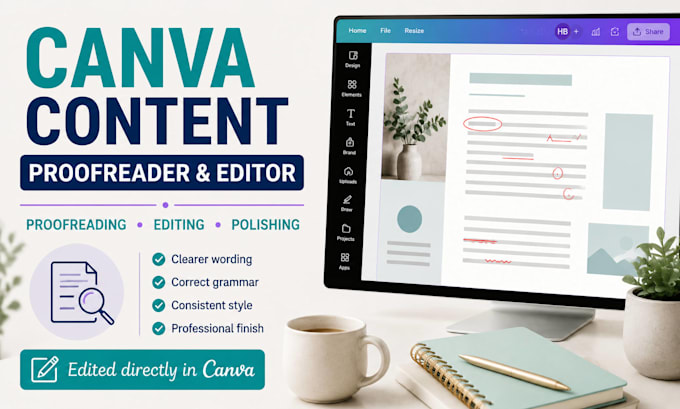 proofread and edit your canva content in english