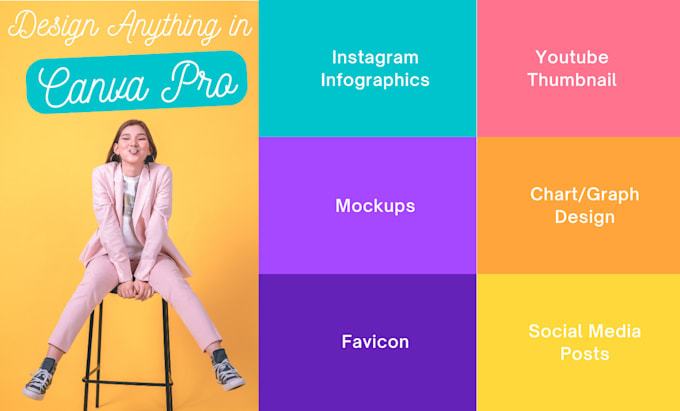 design creative infographic, chart design, clothing mockup, favicon in canva pro