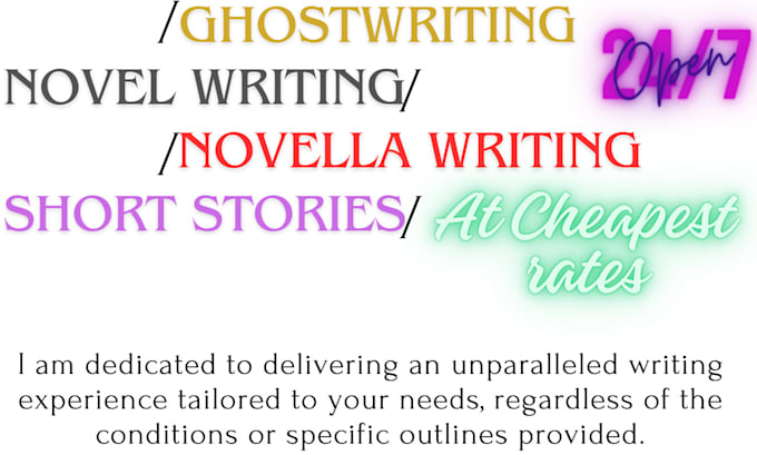ghostwrite a 10k to 100k novel based on your outline or idea