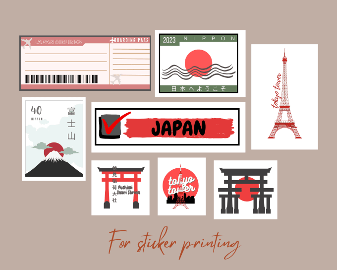 Create high quality travel stickers, japan travel sticker