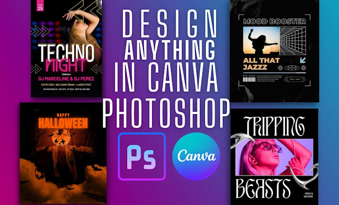 design flyer, poster,banner, social media template in photoshop,canva