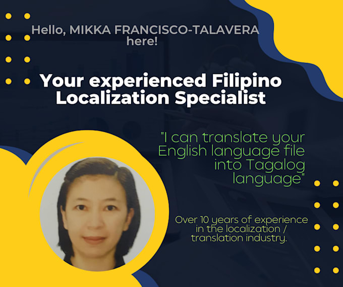 Localize and translate your english language file into filipino tagalog