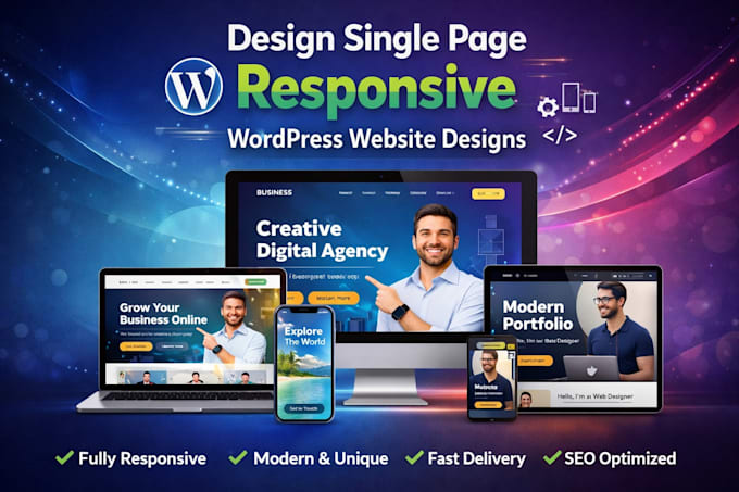 design single page responsive wordpress website designs