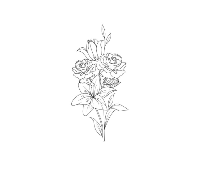 Fine line flower bouquet tattoo on the inner forearm