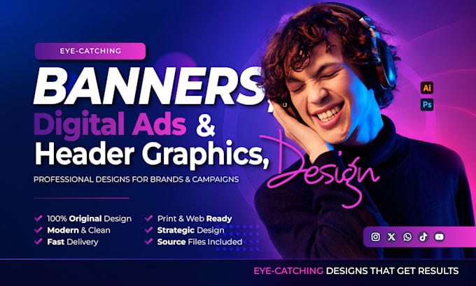 design professional web banners, digital ads and header graphics