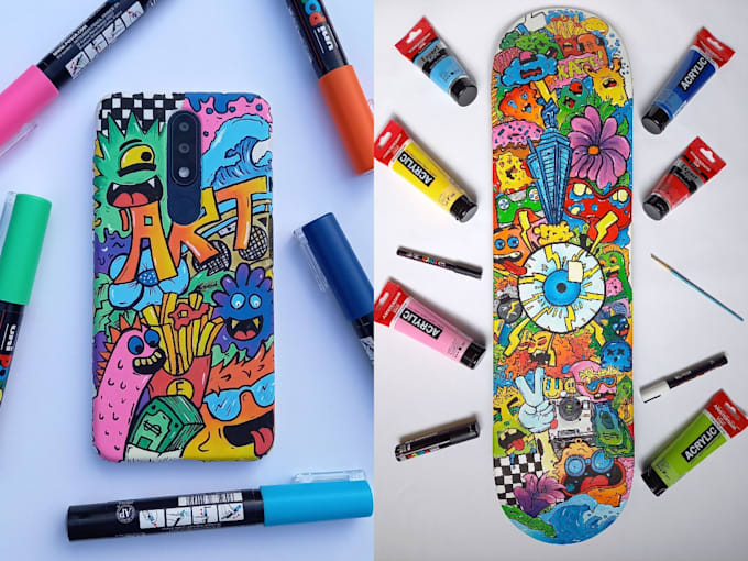 Customize, paint, draw something for you in a cool doodle art style by ...