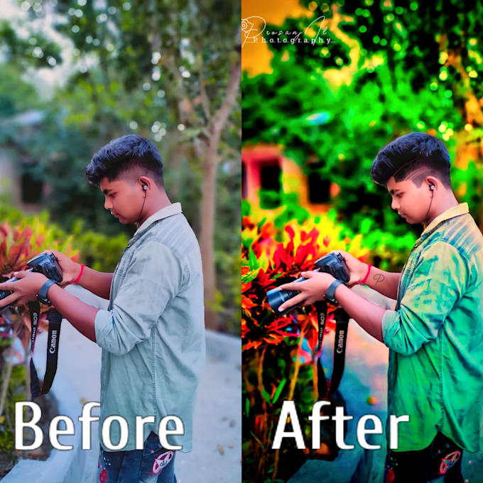 A photo editor doing different types of photo editing by
