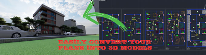 Make architectural drawing in autocad and create 3d model and render ...