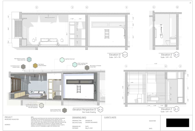 Do interior design drawings with 3d details by Saajidhfl | Fiverr