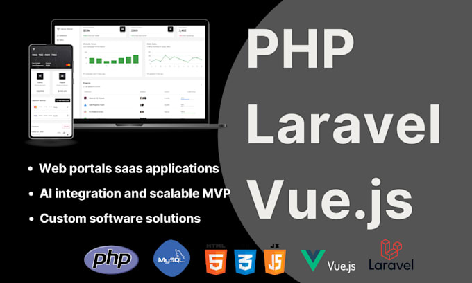 develop PHP, laravel, and vuejs website and web applications