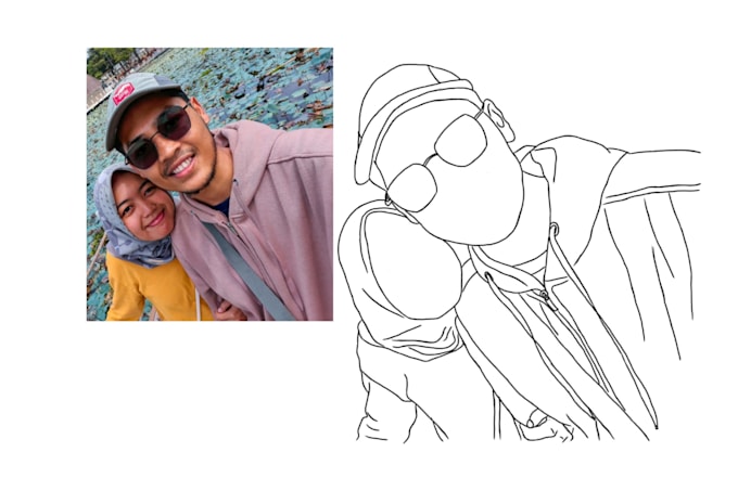 Draw black and white line art your photo in 24 hours by Visilvi02 | Fiverr