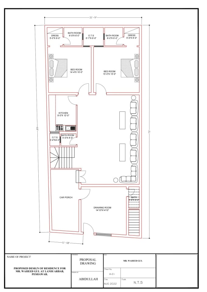 Draw architectural drawings 2d drawings for your project by