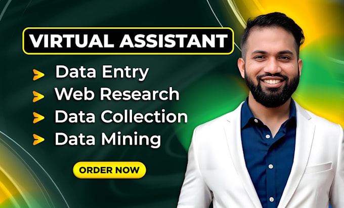 be your virtual assistant for data entry, copy paste, typing and web research