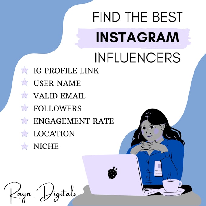 Find the best instagram influencer for your niche by Rayn_digitals Fiverr