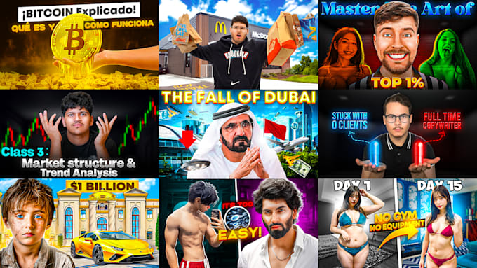 do high CTR clickbait youtube thumbnail design in 3hrs
