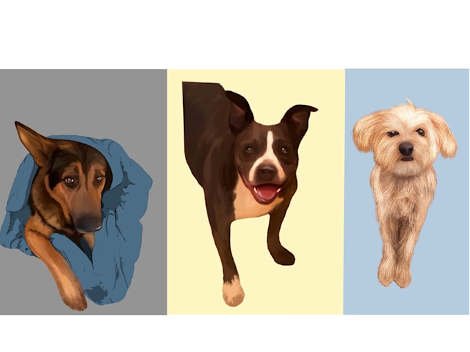 Create pet portraits with digital art by Murphyflower Fiverr