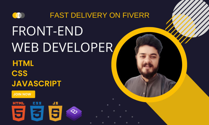 Be your front end developer and designer html css javascript bootstrap ...