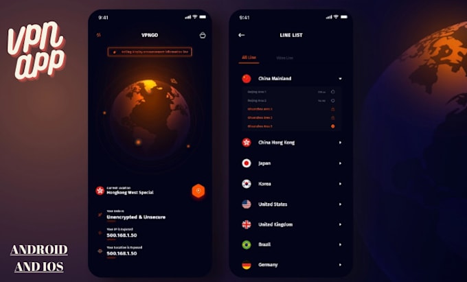 develop VPN app for android and ios with admob integration