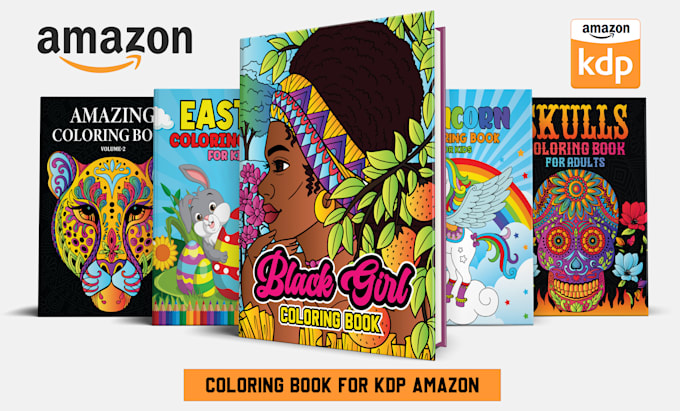 design adults or children coloring book cover interior pages for kids amazon kdp