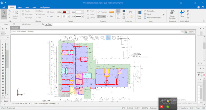 do flooring, tiling material and quantity takeoff