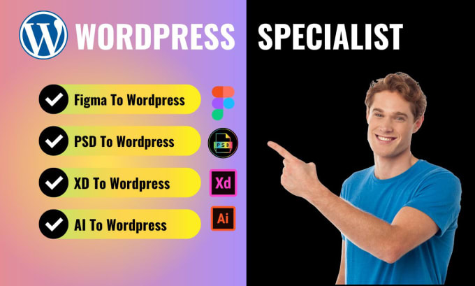 Convert figma to wordpress psd to elementor xd to wordpress with