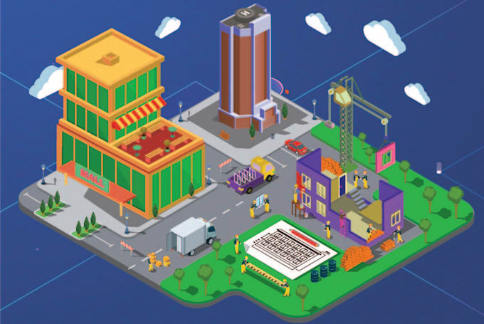 create amazing 3d isometric vector illustration design