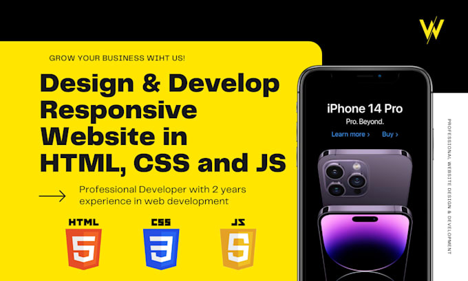 design and develop responsive website in HTML CSS and js