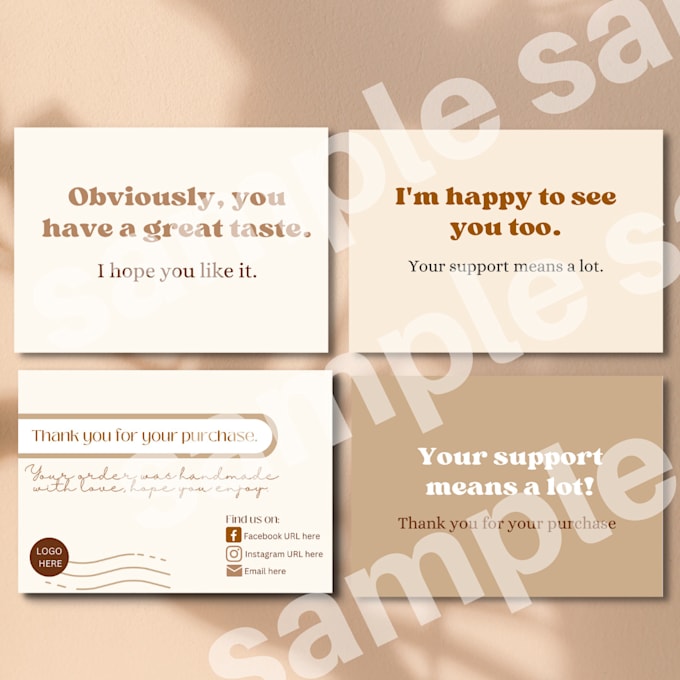Design thank you cards, amazon thank you cards, product inserts by