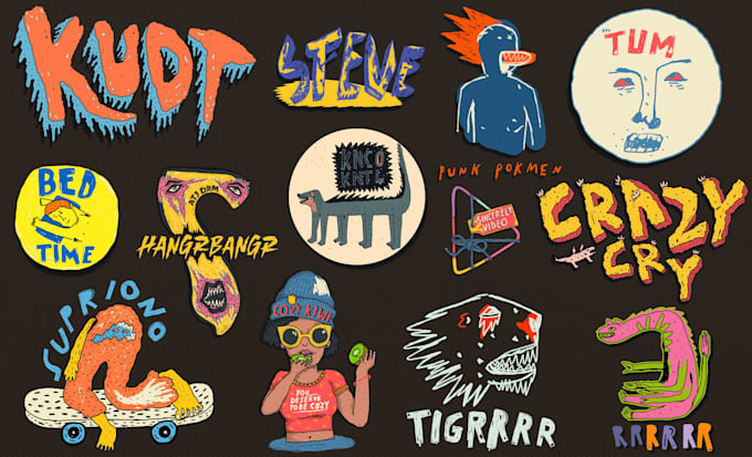 create fun sketchy hand drawn badge logo