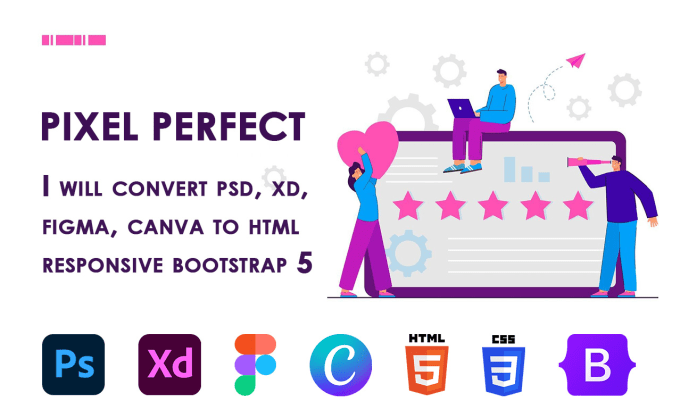 Convert psd, xd, figma, canva to html responsive bootstrap 5 by ...