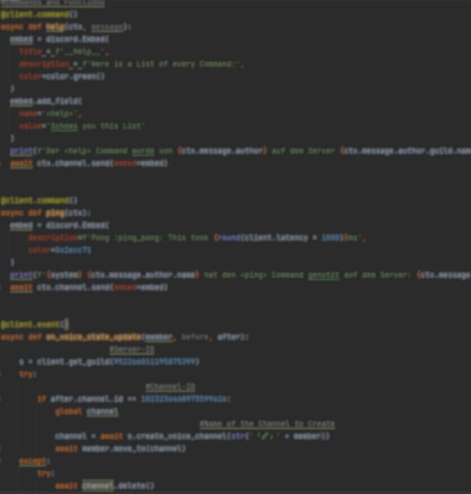 code a discord bot with features you want