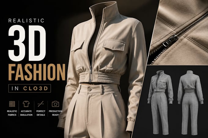 create realistic 3d fashion garment in clo3d