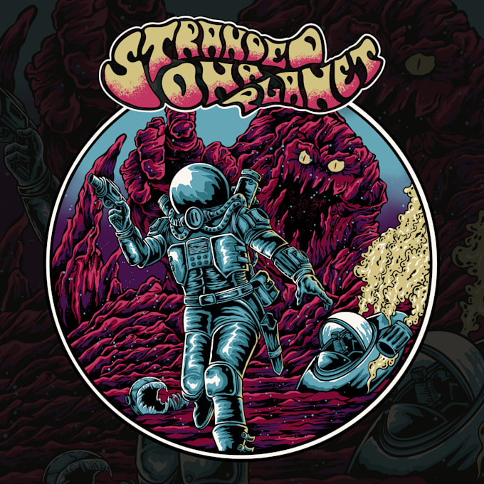 draw dark art, doom, stoner rock style for tshirt